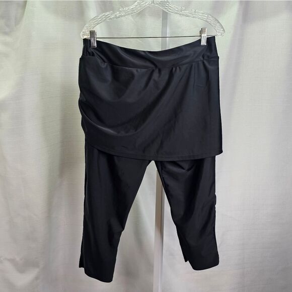 Women's Black Swim Capris with Side-Tie Skirt Size XL - Picture 10 of 10